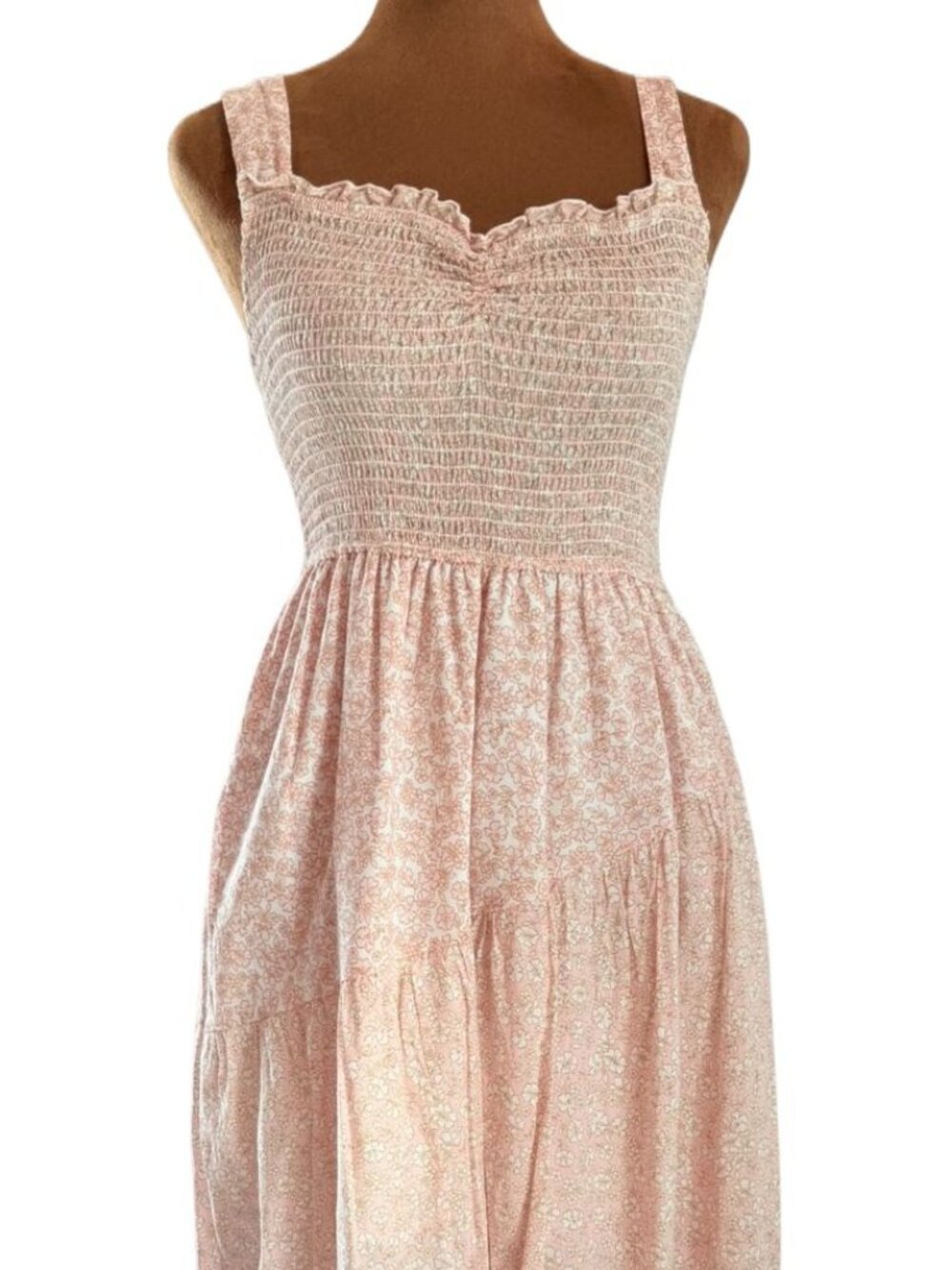 Ultra Flirt Pink Floral Tiered Maxi | Size L | Adjustable Straps | Cottagecore